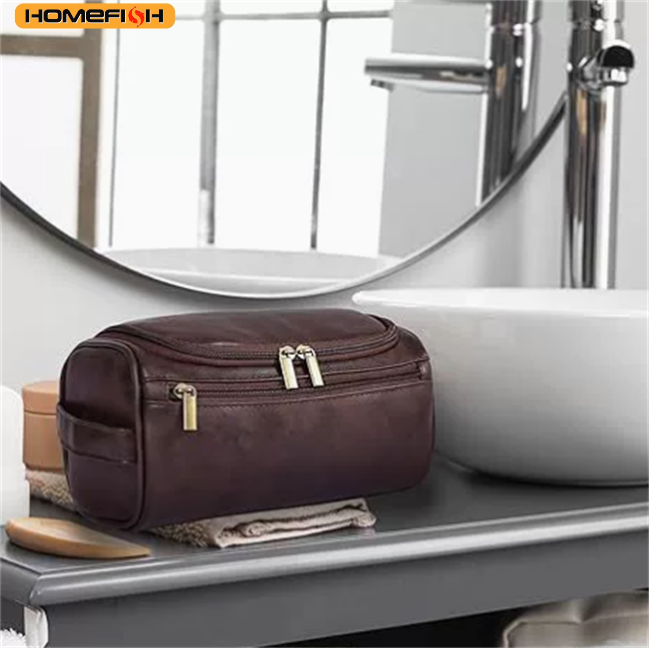 Luxury Skincare Organizer - HOMEFISH Men PU Vintage Luxury Toiletry