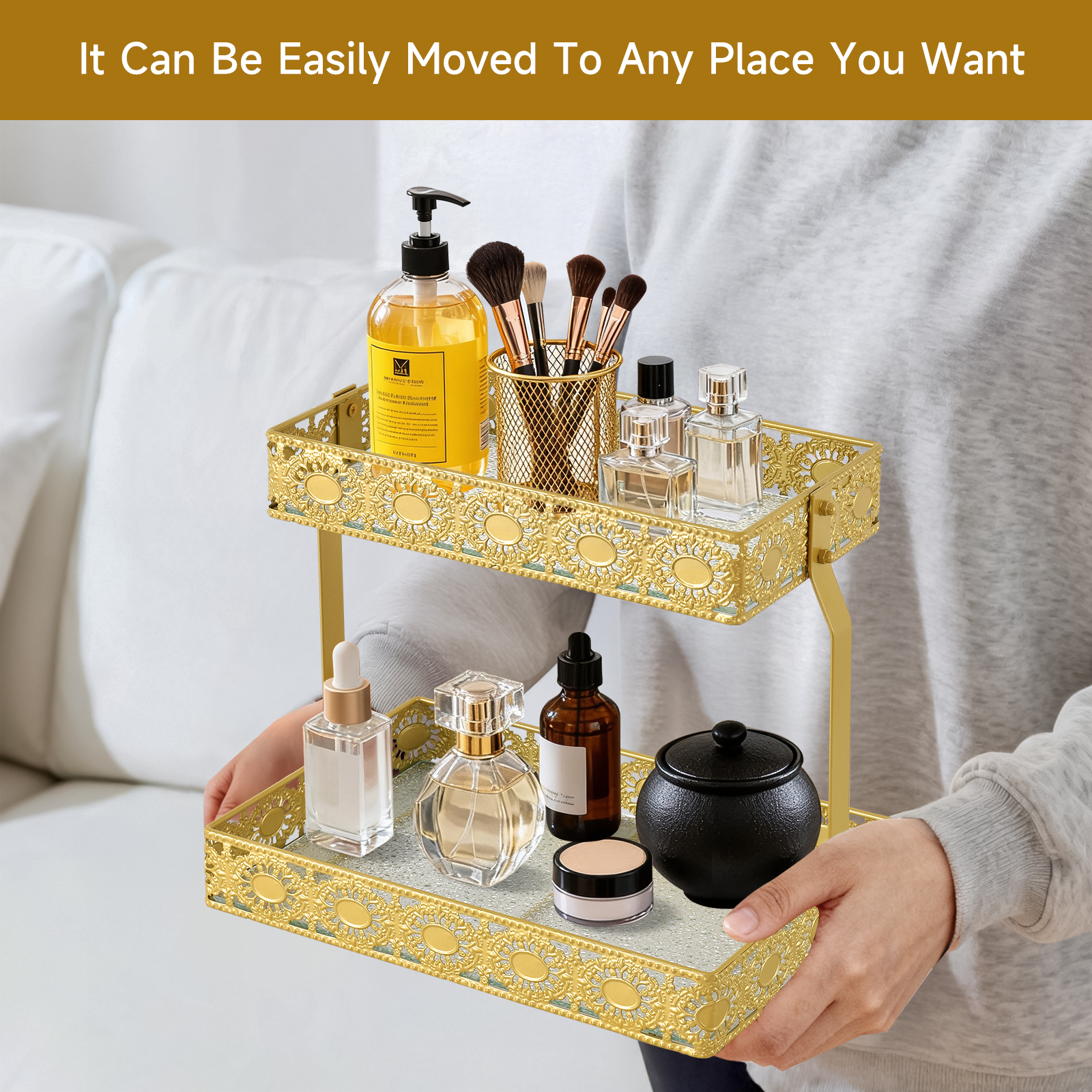Double-Layer Glass Storage Tra – Luxury Skincare Organizer Bewertung und Preis