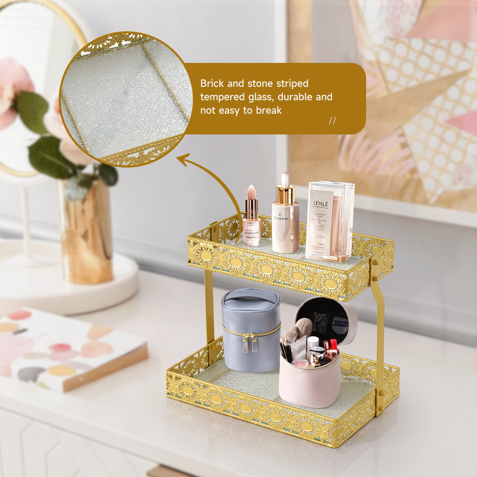 Double-Layer Glass Storage Tra – Luxury Skincare Organizer Bewertung und Preis
